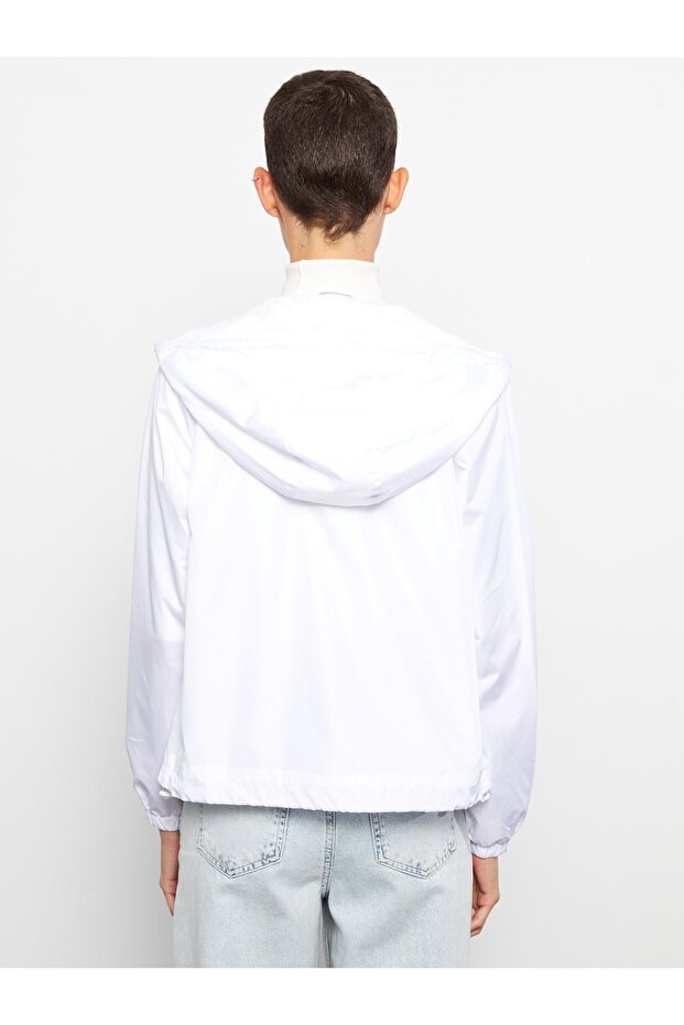 Einfarbiger, langärmliger Damen-Regenmantel mit Kapuze - 6