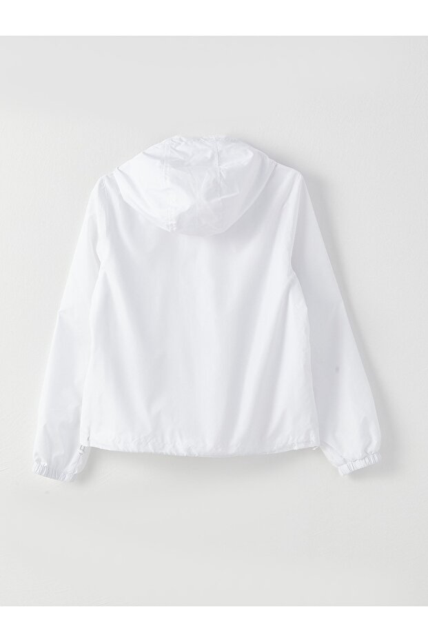 Einfarbiger, langärmliger Damen-Regenmantel mit Kapuze - 8