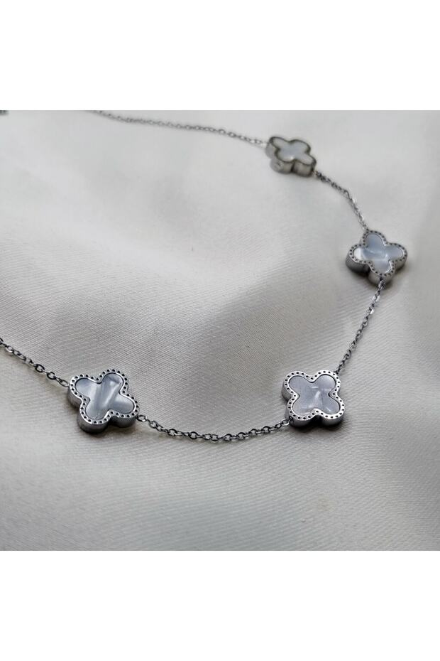 Silver Color Clover Design Original Steel Women's Necklace