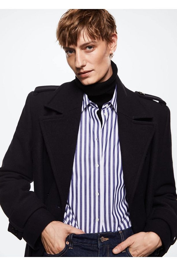Oversize Saf Yün Trençkot - 8