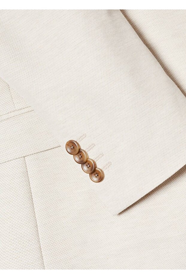 Dar Kesimli Mini Dokuma Blazer Ceket - 5