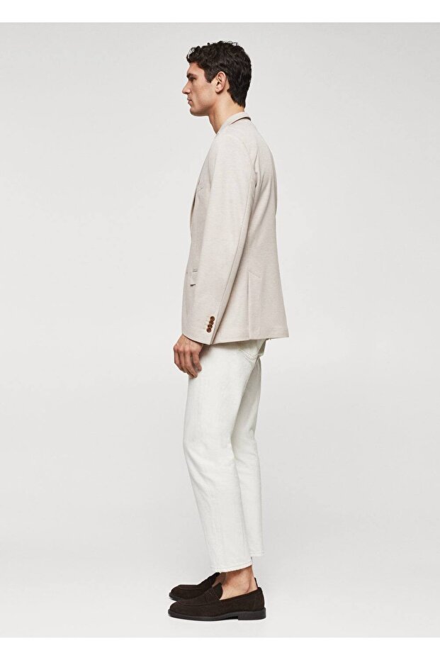 Dar Kesimli Mini Dokuma Blazer Ceket - 7