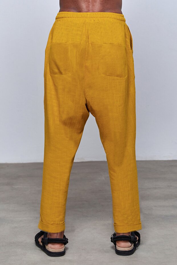 Hardal Keten Oversize Pantolon - 4