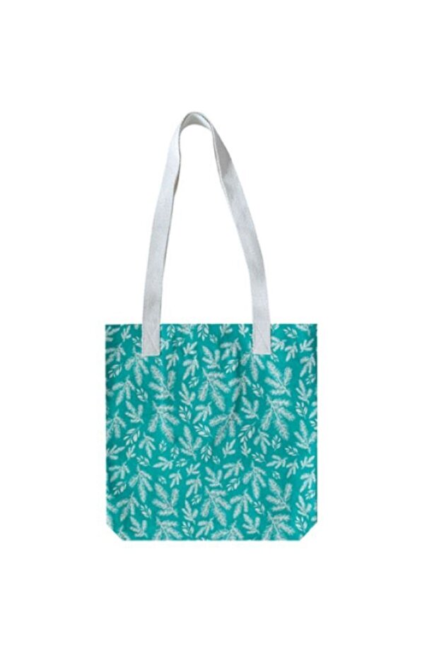 Canvas Shoulder Bag-Green - Leaf Pattern on It - Eco-Friendly - Textile