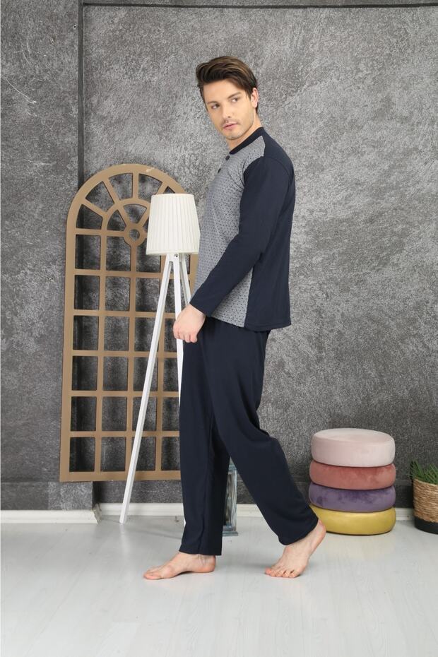 Pijama %100 Pamuklu Jakarlı Pijama Takımı - 8