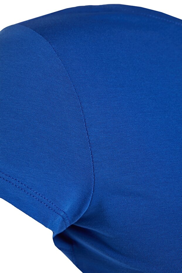 Saks Sırt Dekolteli Crop Pamuklu Esnek Örme Bluz TWOSS23BZ00912 - 7