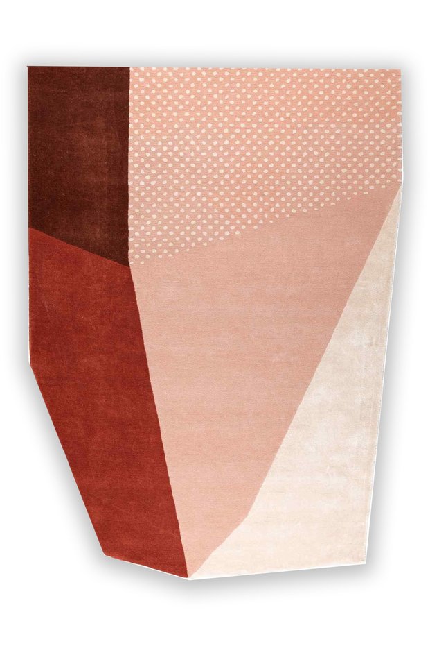 Asymmetrical Form Powder Beige Polka Dot Patterned Decorative Woven Base Carpet 1253