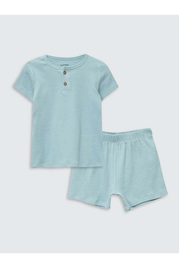 Bisiklet Yaka Kısa Kollu Basic Erkek Bebek Pijama Takımı - 1