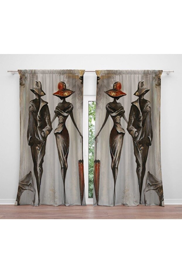 Double Silhouette Patterned Lightout Satin Background Curtain (Single Wing Pricing)