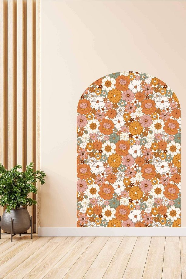 Feliste - Boho Çiçekli - Kendinden Yapışkanlı Iskandinav Duvar Stickerı - 1