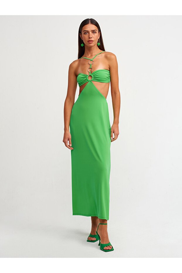 90416 Rochie lungă detaliată inel-verde - 1