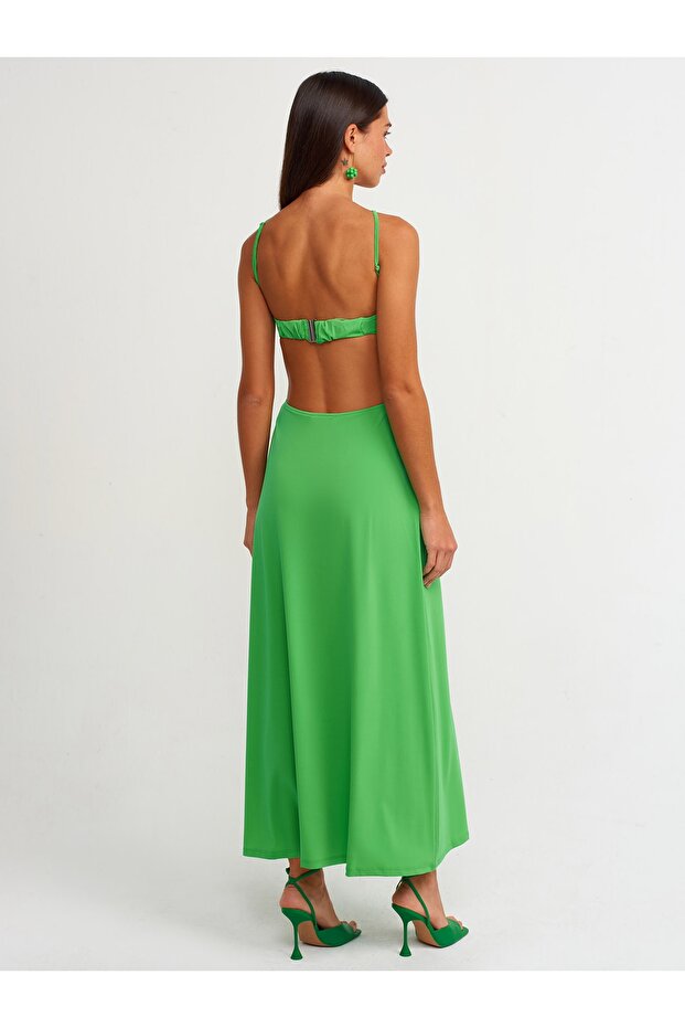 90416 Rochie lungă detaliată inel-verde - 2