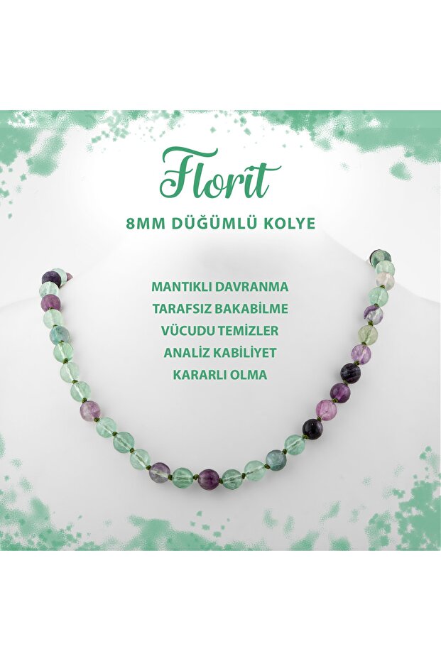Certified Green Fluorite 8 mm Knotted Natural Stone Necklace