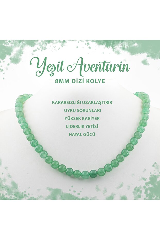 Certified Green Aventurine 8 mm String Natural Stone Necklace