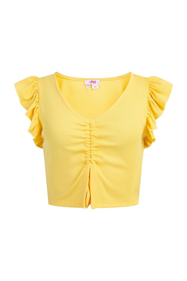 Blonde Strick Kurzarm Top - 1