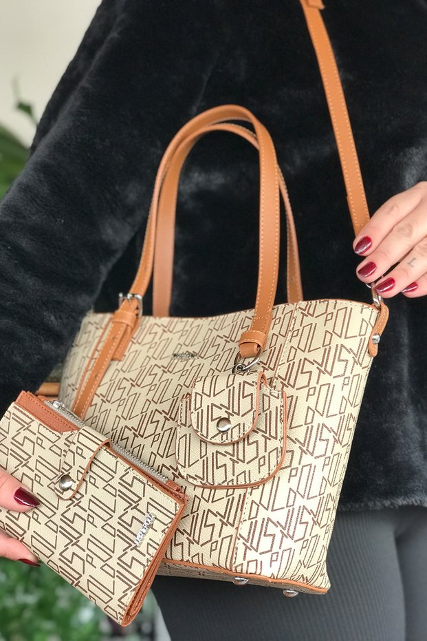 New Season Women's Hand and Shoulder Bag with Mini Wallet 3018-gd Kumtaba-combin