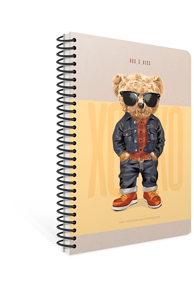 دفتر ملاحظات Xoxo 17x24 ذو غطاء صلب مخطط حلزوني 120 ورقة