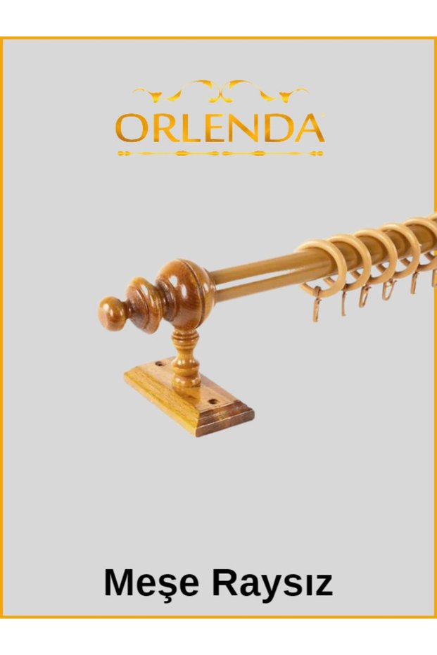 Oak Wooden Head Aluminum Pipe Rustic Curtain Hanger Without Rails 225 Cm