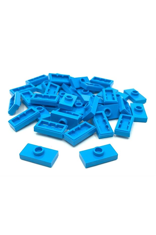 Original Accessory Plate Modified 1 X 2 Jumper Dark Azure Flat Tiles Brick 8 Pieces Will Be Sent