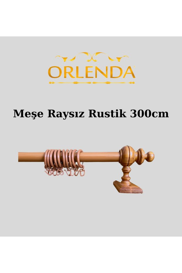 Oak Wooden Head Aluminum Pipe Rustic Curtain Hanger Without Rails 300 Cm
