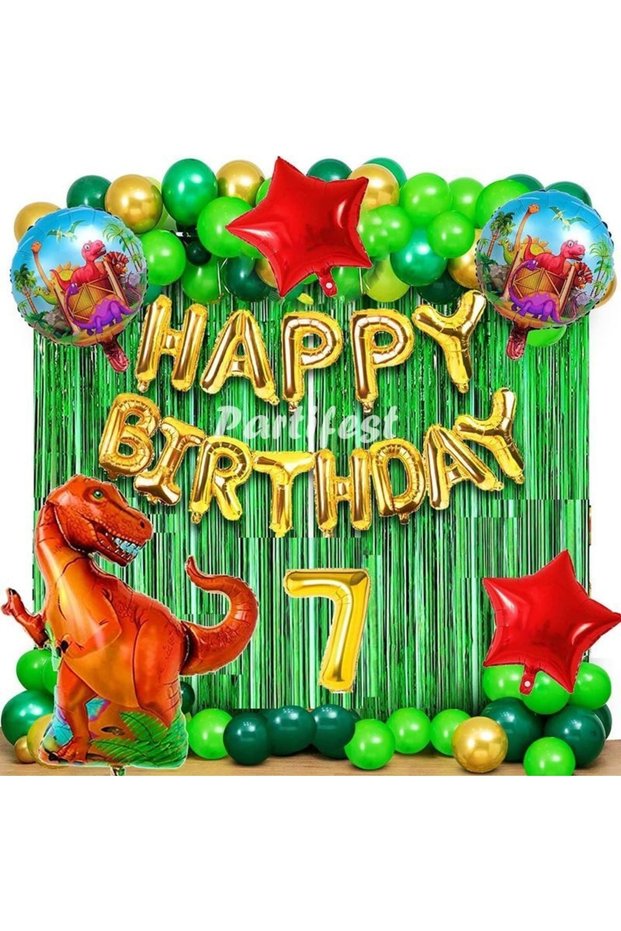 Dinosaur 7 Years Old Balloon Set Dinosaur Concept Helium Balloon Set Dinosaur Birthday Set