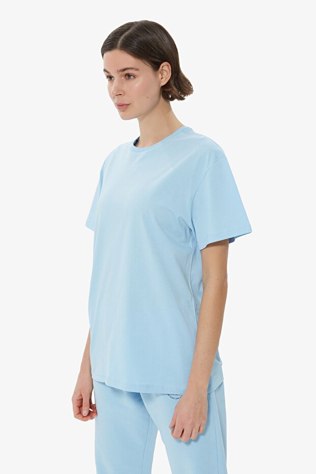 Arka Baskılı Bisiklet Yaka Basic T-shirt - 3