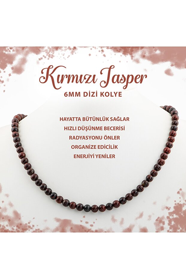 قلادة من الحجر الطبيعي معتمدة من Dragon Jasper مقاس 6 مم