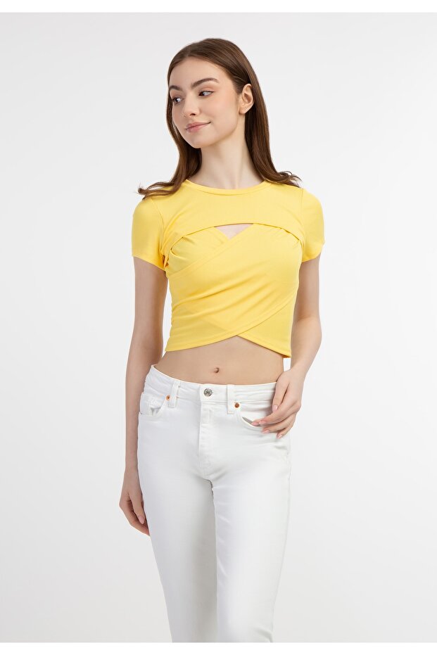 Strick Kurzarm Top blonda - 2