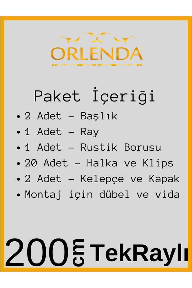 Meşe Ahşap Başlıklı Alminyum Boru Rustik Perde Askısı Tek Raylı 200 cm - 3