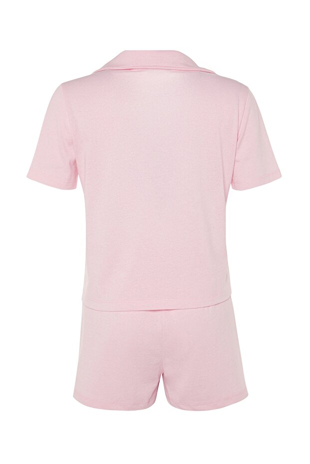 Açık Pembe Ayıcıklı Şortlu Örme Pijama Takımı THMSS23PT00012 - 8