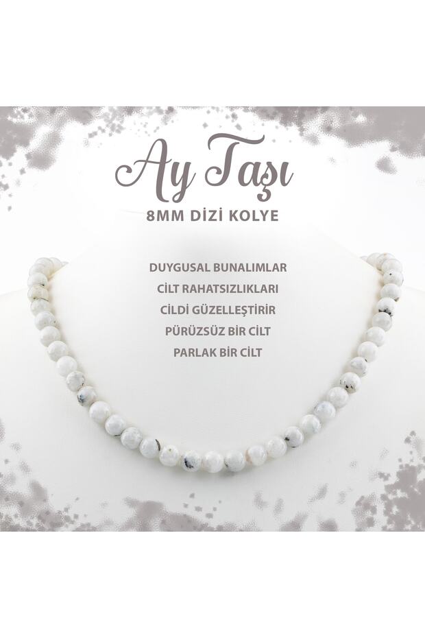 Certified Moon Stone 8 mm Sequence Natural Stone Necklace