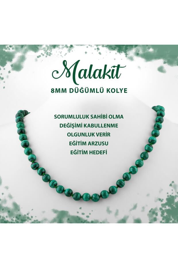Certified Malachite 8 mm Knotted Natural Stone Necklace