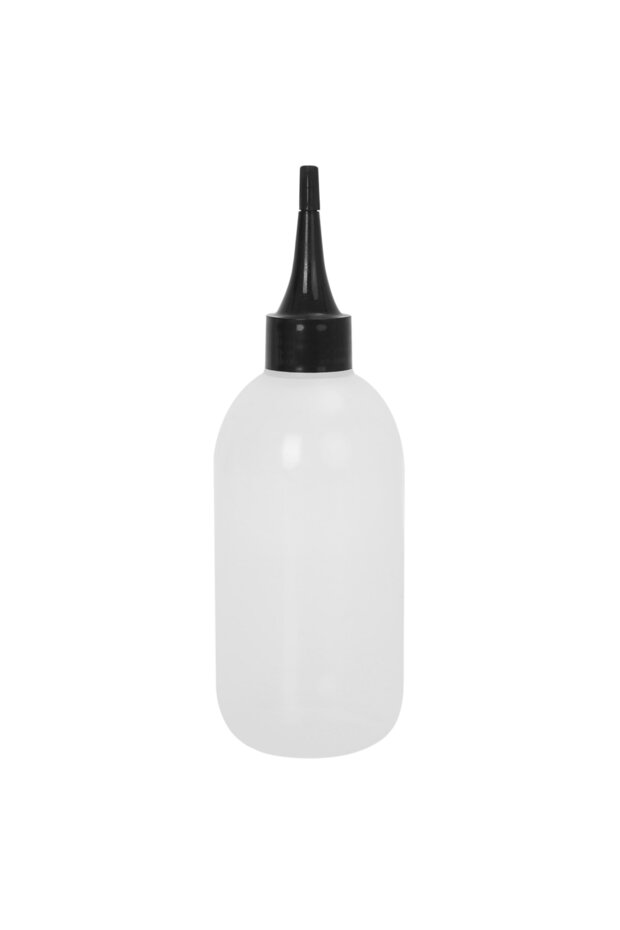 100 Pieces - 240ml Transparent Soft Squeezable Plastic Bottle with Black Pointed Dropper Cap - 1