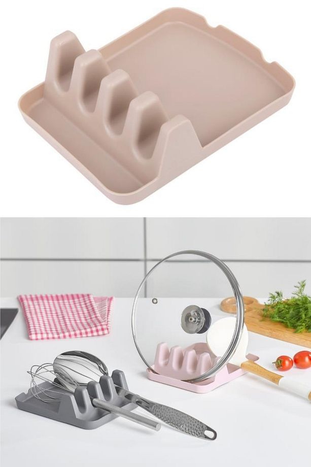 Tencere Kapak Tutucu & Kepçe Kaşık Altlığı Ve Tabaklık Kurutmalık Tabak Organizer 2’li Set - 3