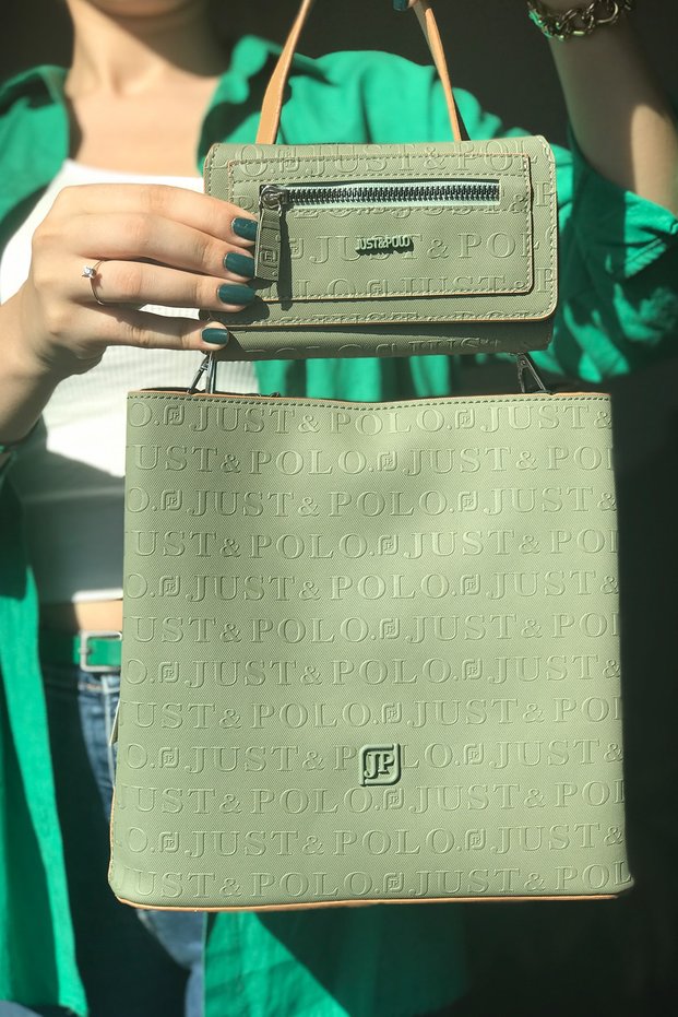 Women's 5 Compartment Two Strap Bag (Thick Strap) 4005-gd Green-combination