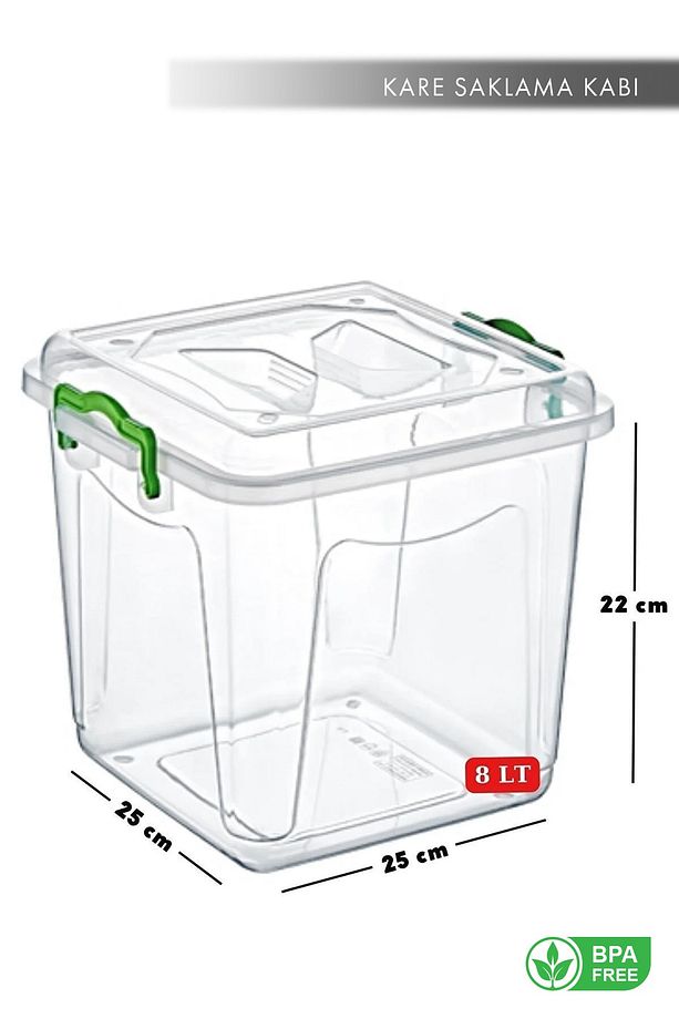 Elite Line 8 Lt. Jumbo Boy Kare Un- Şeker- Bakliyat Ve Deterjan Kabı 2 Adet Şeffaf - 2