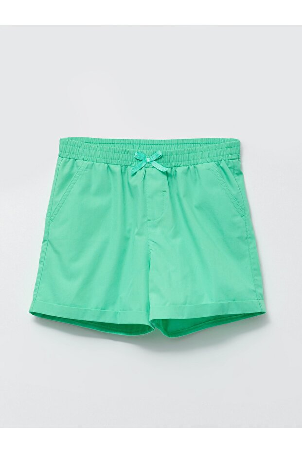 Basic Poplin Girl's Shorts with Elastic Waist