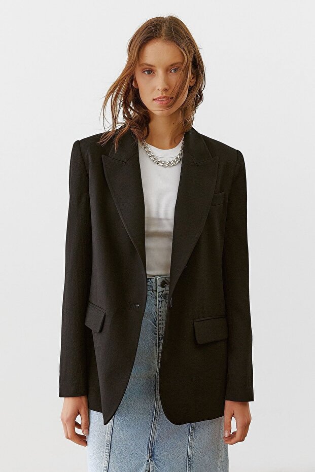 Tek Düğme Oversize Ceket - 2
