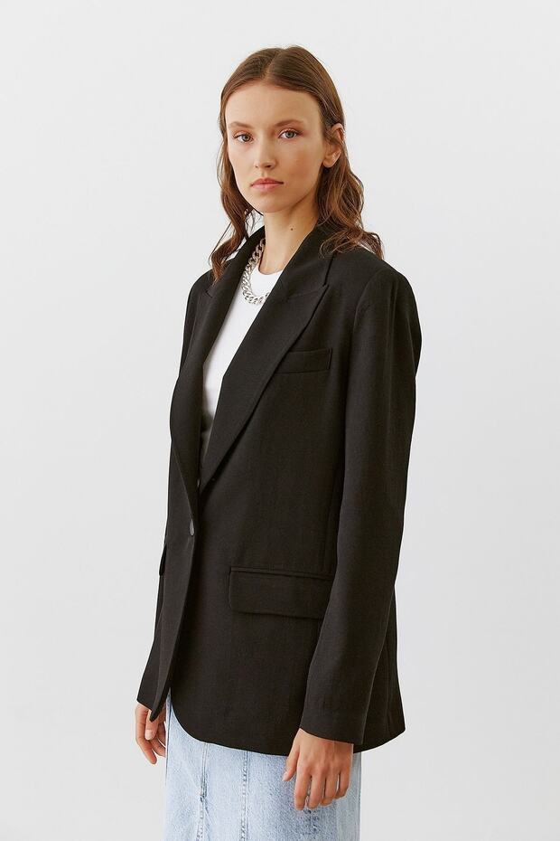 Tek Düğme Oversize Ceket - 8