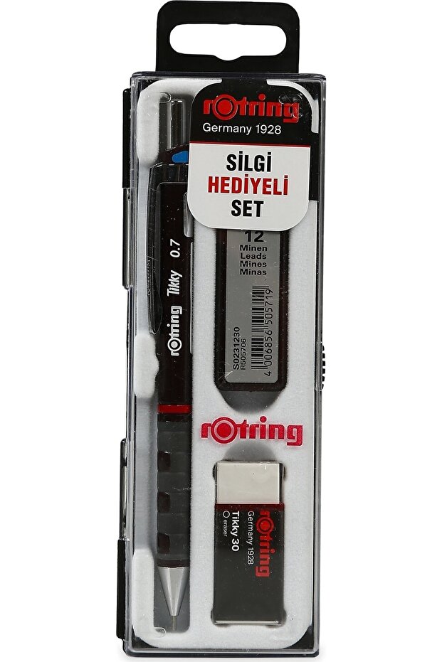 Tikky School Set 0.7 Mm Claret Red Versatil Pencil + Eraser + Nib