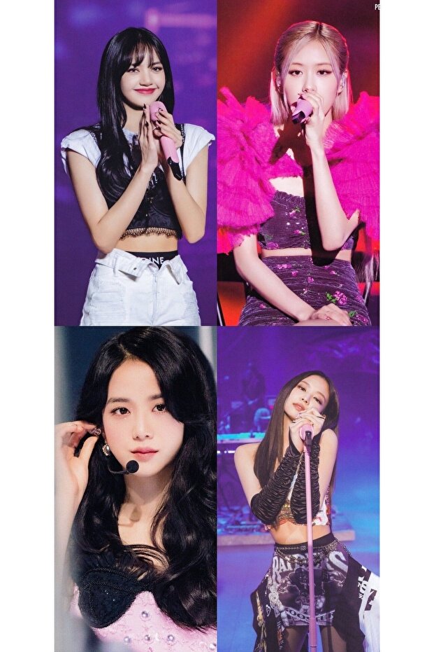 Kpop-blackpink بطاقة بريدية كبيرة رقم 10 (10 سم * 15 سم) مجموعة من 4 بطاقات بريدية منقوشة