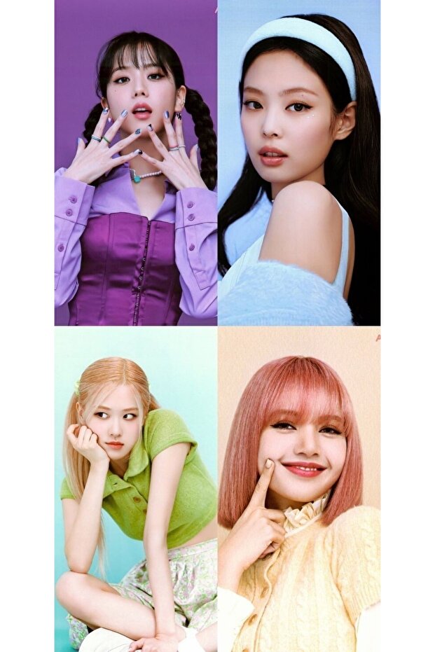 Kpop-blackpink بطاقة بريدية كبيرة رقم 13 (10 سم * 15 سم) مجموعة من 4 بطاقات بريدية منقوشة