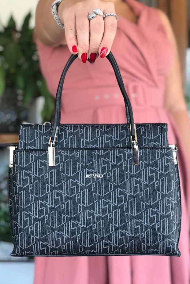 Women's 5 Compartment Shoulder Bag and 3006-Gd Black