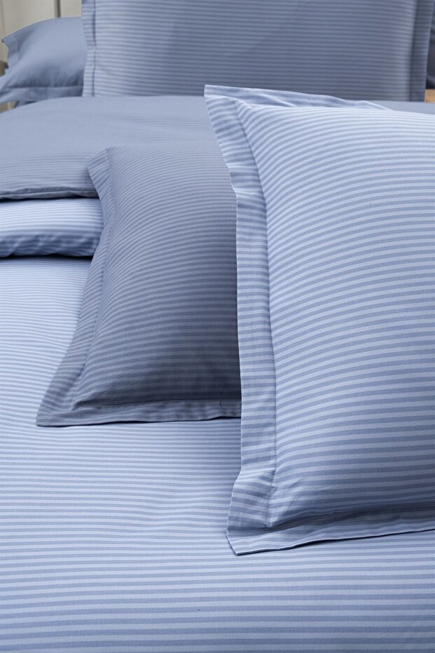 Solid Fancy Stripe Poplin Nevresim Takımı King Size V4 - 3