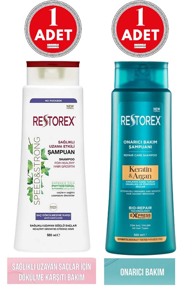 Şampuan Saç Dökülmesine Karşı Etkili 500ml 1 Adet+ Keratin & Argan 500 Ml 1 Adet - 1