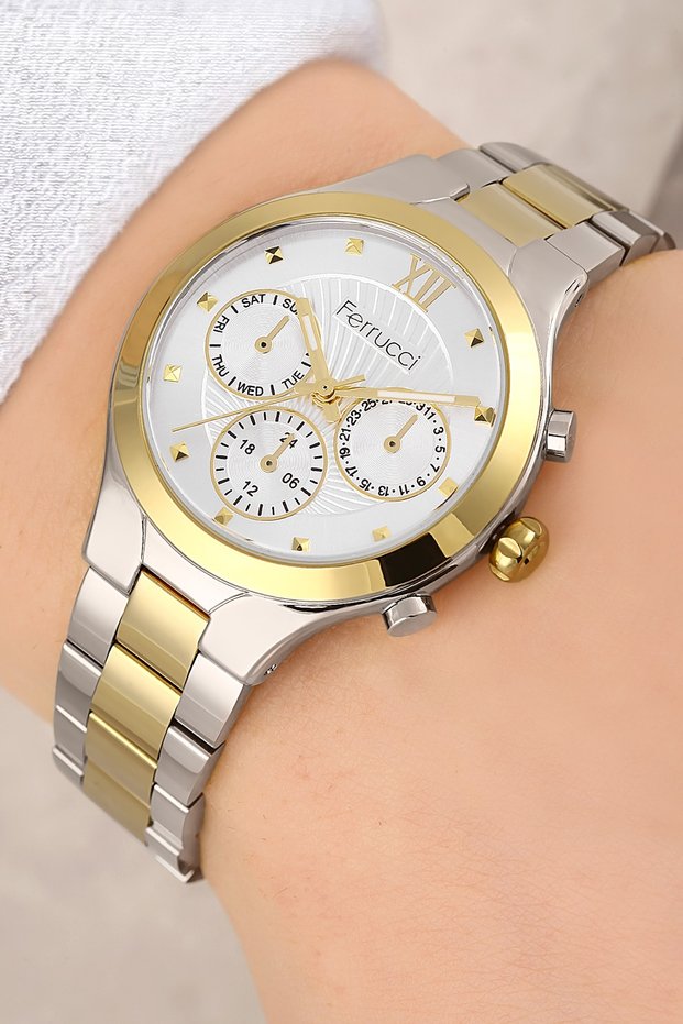 Steel Cord Silver-gold Color 3 Atm Waterproof Women's Wristwatch