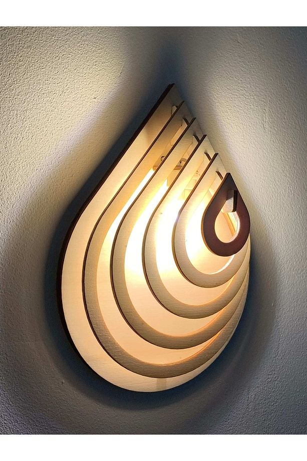 Ahşap Gözyaşı Duvar Lambası Duvar Aplik - 2