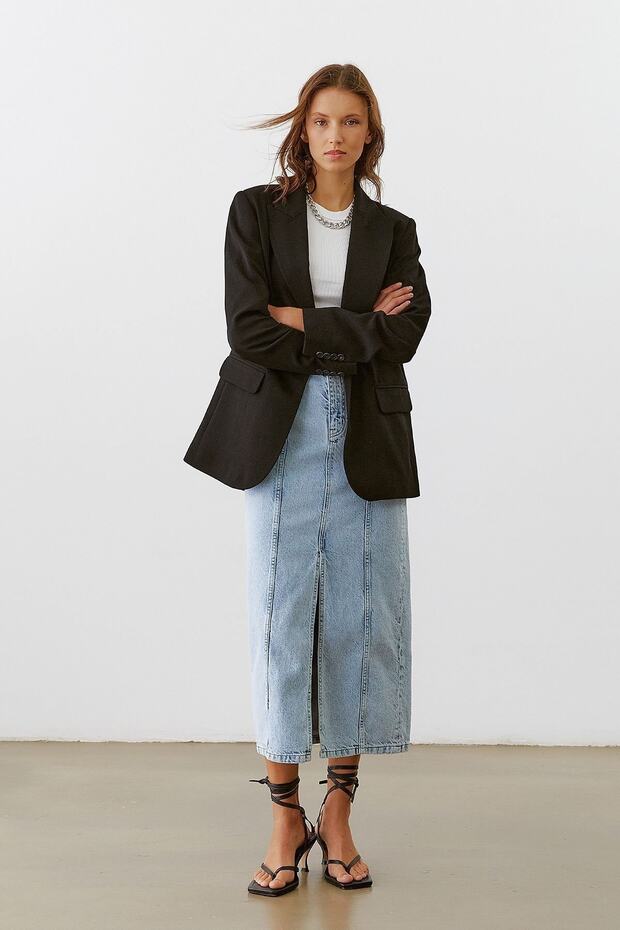 Tek Düğme Oversize Ceket - 1