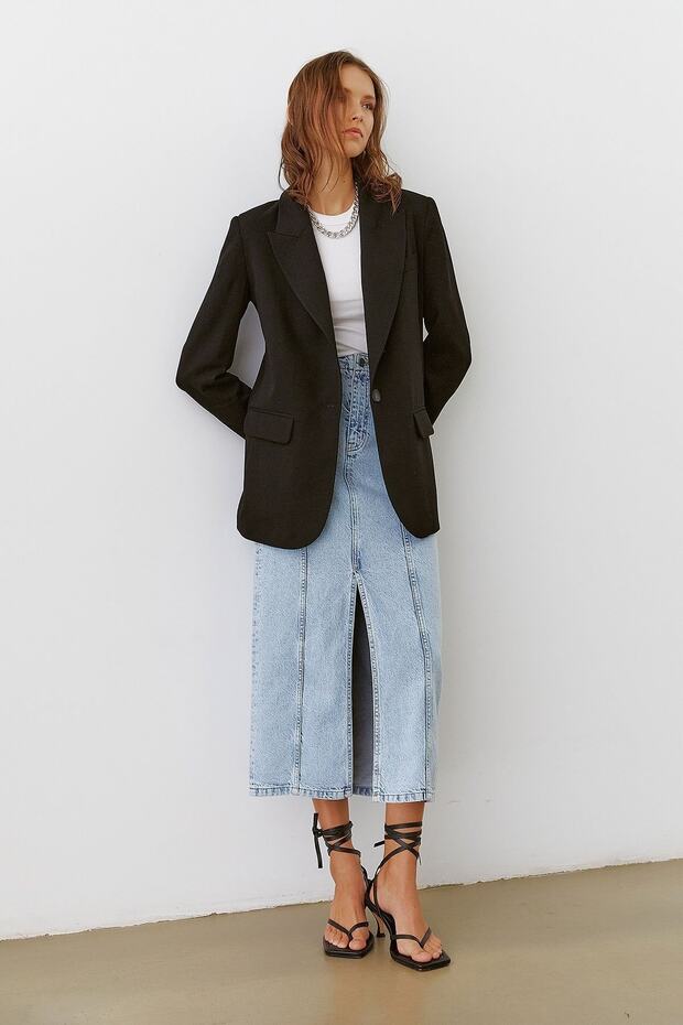 Tek Düğme Oversize Ceket - 4