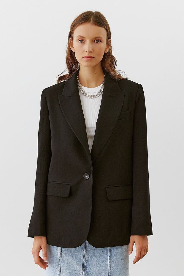 Tek Düğme Oversize Ceket - 6